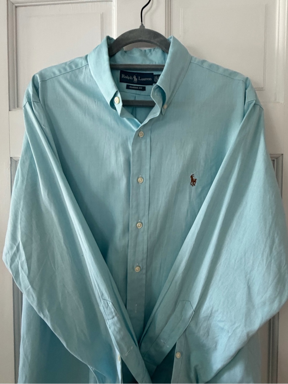 Ralph Lauren Men 16.5 34/35 Classic Fit Blue Oxford Button Down Pony Shirt - Picture 6 of 6